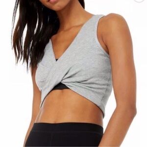 Alo Yoga - Swirl 2-way Ribbed Tank in Dove Grey size Small